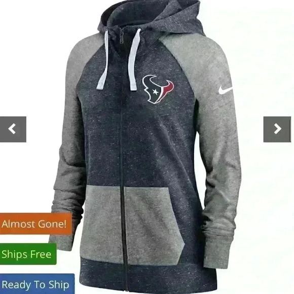 NWT Nike | Houston Texans Marled Gray and Blue Full Zip Jacket | Sz M - Picture 4 of 5